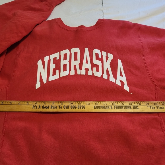Champion Reverse Weave 90s Nebraska University Red Pullover Sweater, Size L. - Picture 16 of 16
